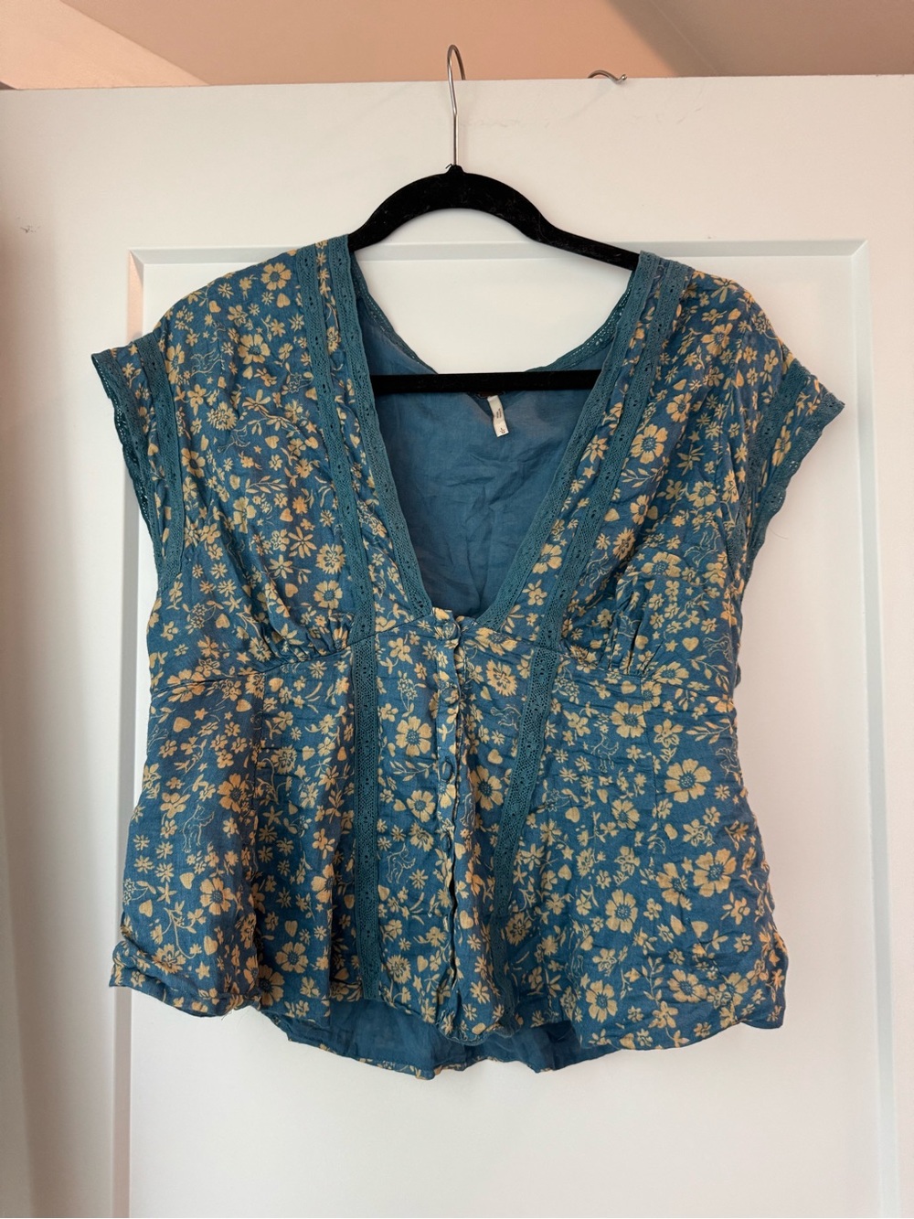 Free People Floral V Neck Blouse - Picture 3 of 4